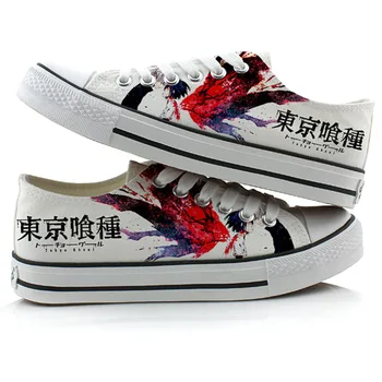 

High-Q Unisex Anime Cosplay Tokyo ghoul kaneki ken shoes Casual Canvas shoes Tokyo ghoul low Flat bottom duck shoes plimsolls