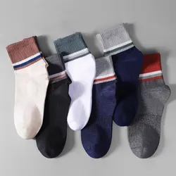 Running Socks Men Ankle Colorful Stripes Combed Cotton Outdoor Compression Short Male 5 Colors Hot Sale 1 Pairs Toe Socks