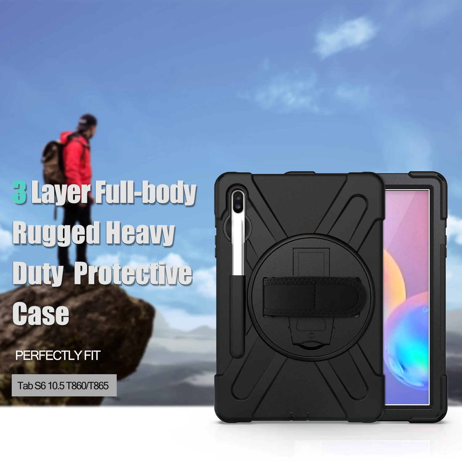 Cena Etui na Tablet do Samsung Galaxy Tab S6 10.5 2019 SM T860 SM T865 dzieci bezpieczne, odporna na wstrząsy Heavy Duty silikon ciężka ręka stojak uchwyt