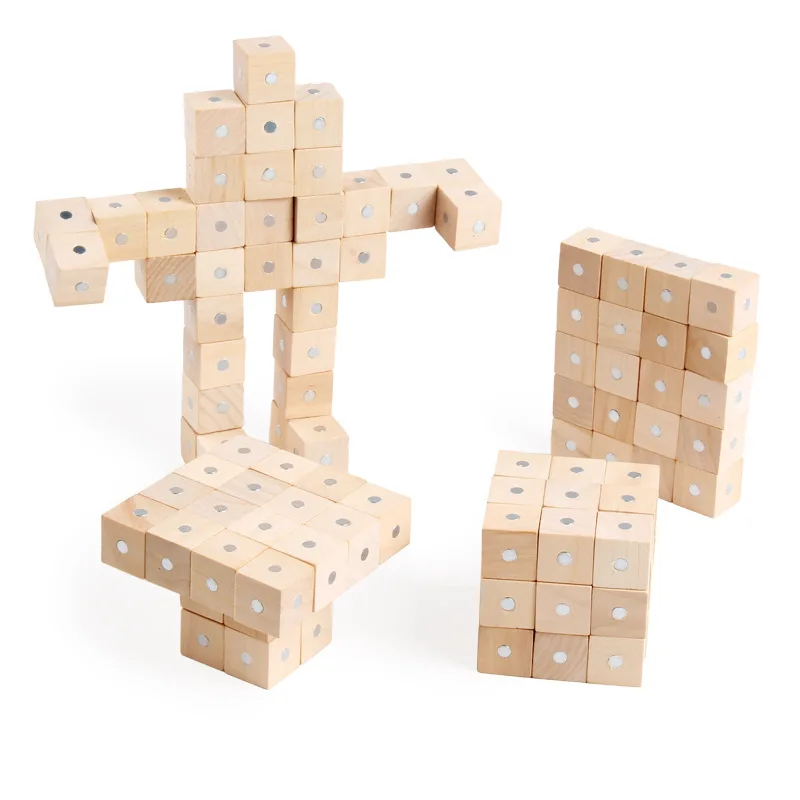  Children's color magnetic cubic wooden children's enlightenment mathematics teaching aids magnetic  - 4000354349580