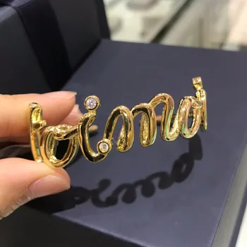 

UMGODLY Luxury Brand Yellow Gold Color Letter Toimoi Open Cuff Toi Et Moi Bangle Women Fashion Bracelet Jewelry