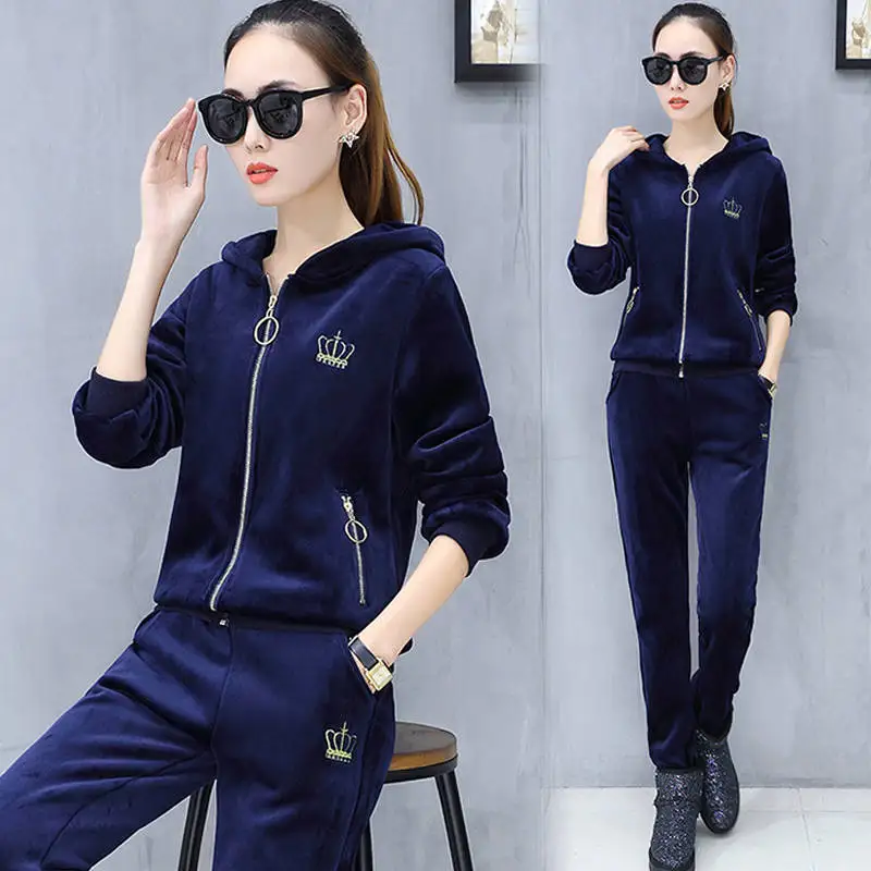 Womens Cotton Fleece Jogging Sweat Suits Plain Fleece Tracksuit Sport