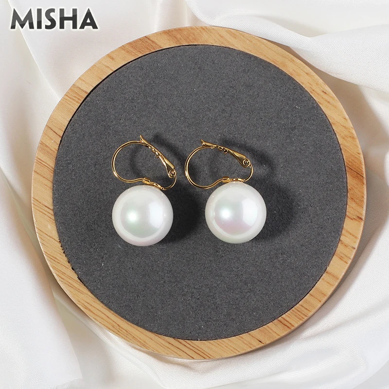 MISHA, трендовые серьги для женщин, натуральный жемчуг, клипсы, ювелирные серьги для молодых девушек, дам, подарки 0023