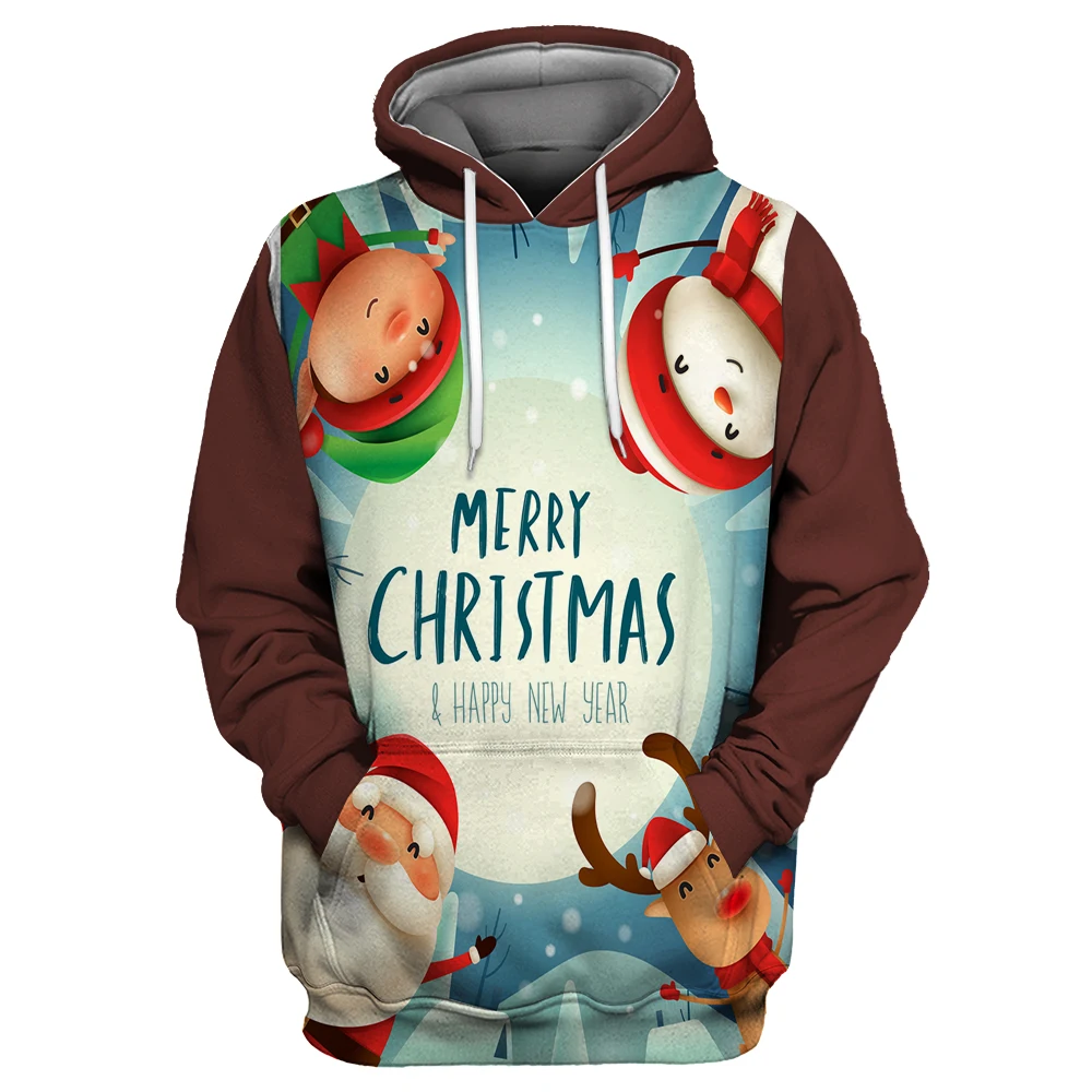Lei-SAGLY Merry Christmas Осень Женские повседневные хипстерские толстовки Толстовка Девушка 3D Kawaii Прекрасный Санта Клаус негабаритных худи - Цвет: TYLMS-F00146