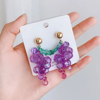 

Kawaii Purple Grape Pendants Earrings Women Teens Funny Fruit Food Dangle Earring Fashion Sweet Mini Earings Statement Jewelry