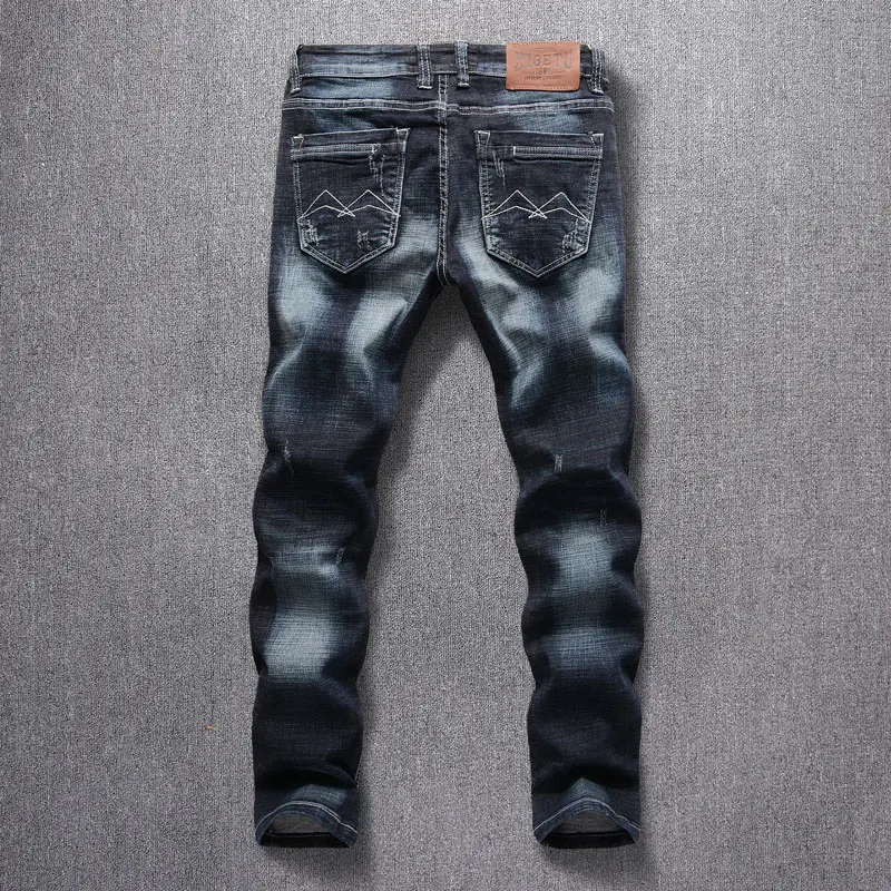 New Style Designer Men Jeans Fashion Streetwear Blue Color Slim Fit Buttons Classical Jeans Men Pants