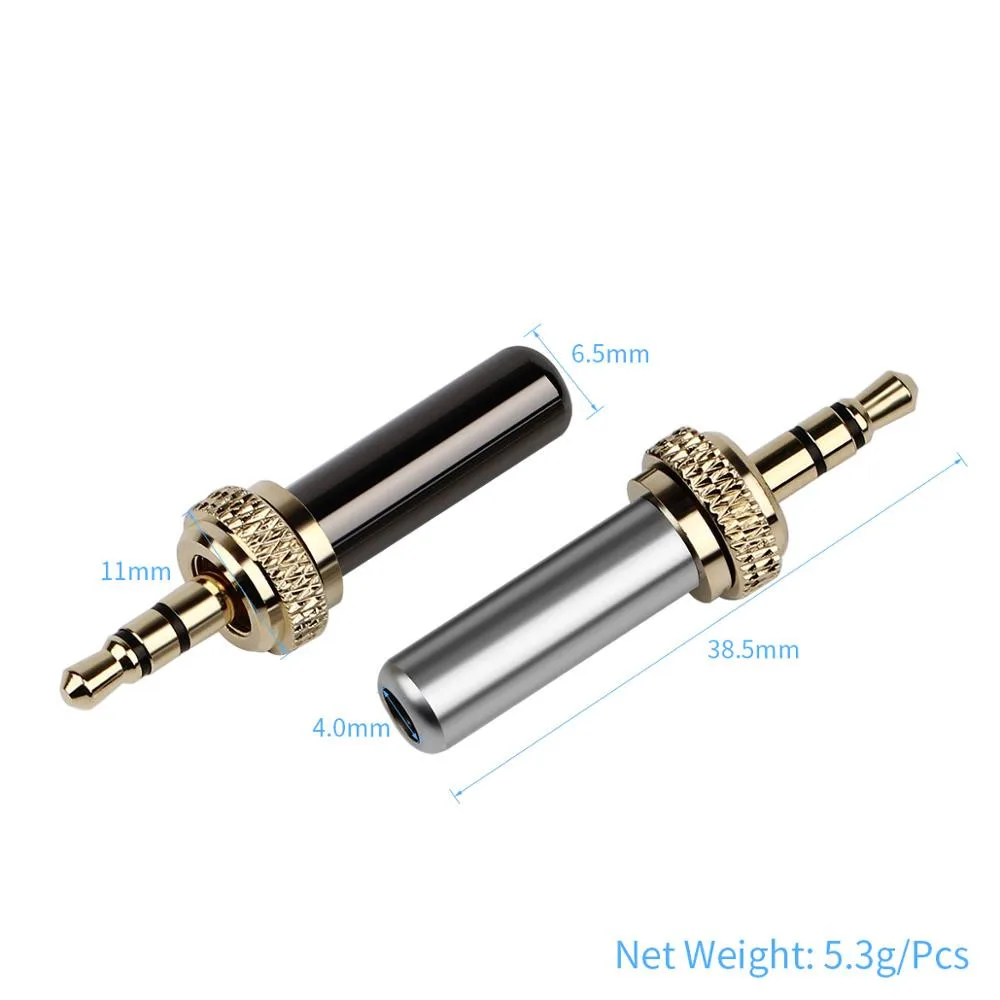 10PCS Mini Jack Self Lock Audio Jack 3 5mm 3 Pole Earphone Plug Connector For D11 D16 B03 P03 Headphone Metal Adapter Diy