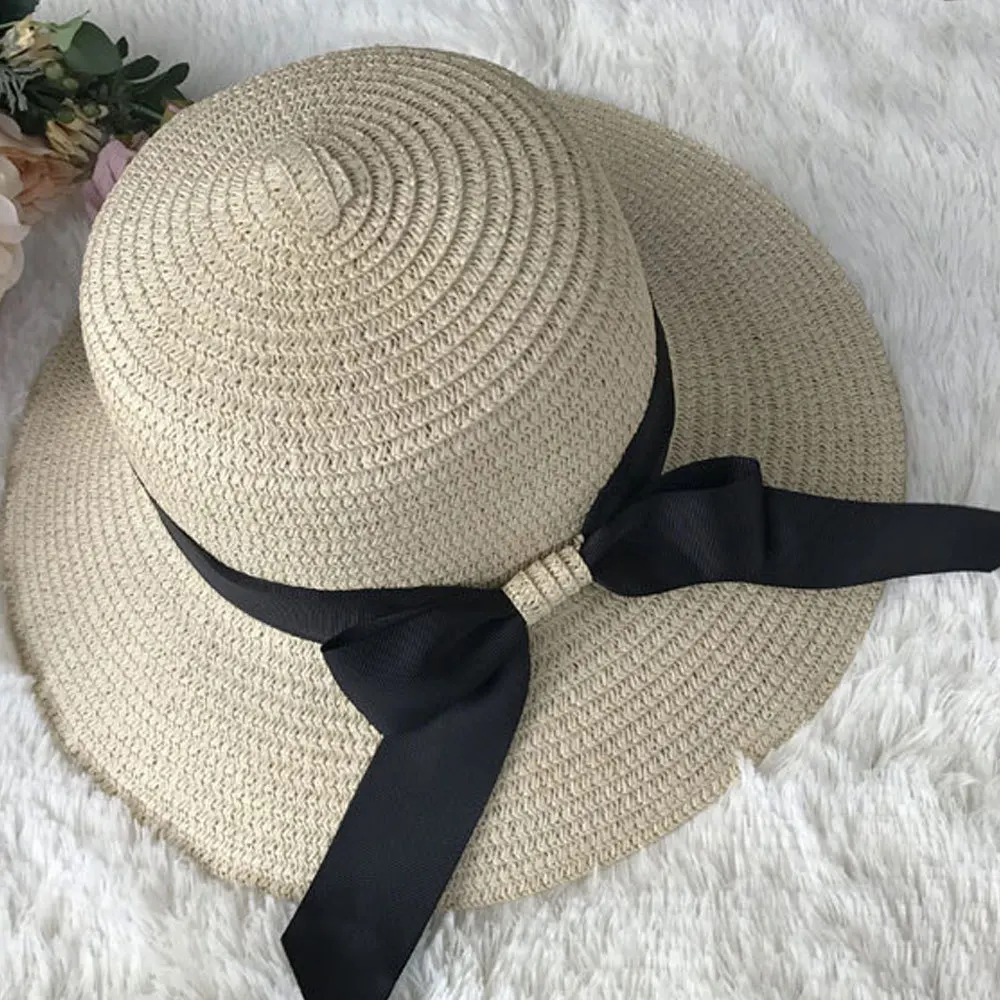 Шляпа от солнца для родителей и детей, милые детские складные солнцезащитные шляпы, женские кепки ручной работы с бантом, пляжная шляпа с большими полями, Повседневная летняя кепка для девочек