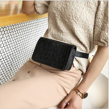 

HOT Waist bag Korean fashion female bag crocodile pattern small square bag simple and versatile messenger shoulder bag chest bag