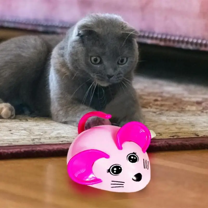 Мультяшная намотка мышь питомец игрушка кошка пластиковая заводная пищащая Жевательная звучащая Игрушка-прорезыватель котенок интерактивные материалы