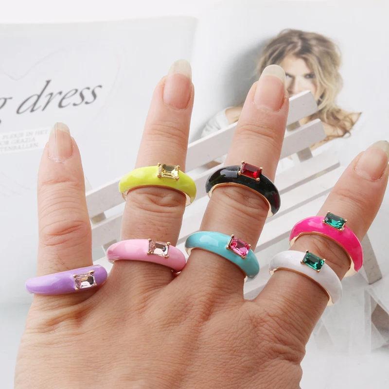 Y2K Open Colorful Candy Rings for Women adjustable Gold Color Drip Metal Finger Matching Ring Trendy Party Jewelry,womens ring
