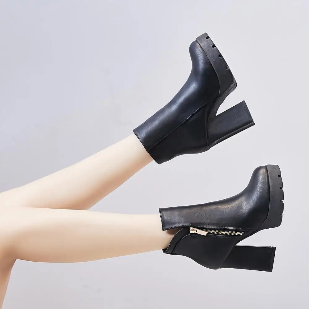 

Pointy Boot Lady Boots Rock Shoes Woman Clogs Platform Chunky Heel Round Toe Luxury Designer Winter Women Zipper Pointe Ladies