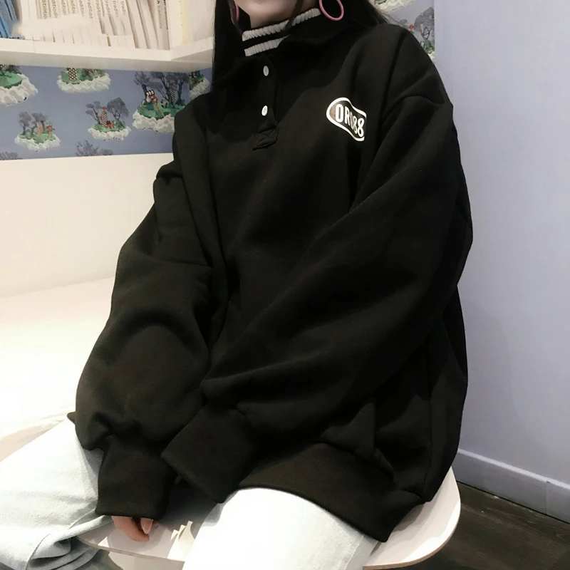 Женские толстовки с отложным воротником и рукавами фонариками Kawaii Harajuku