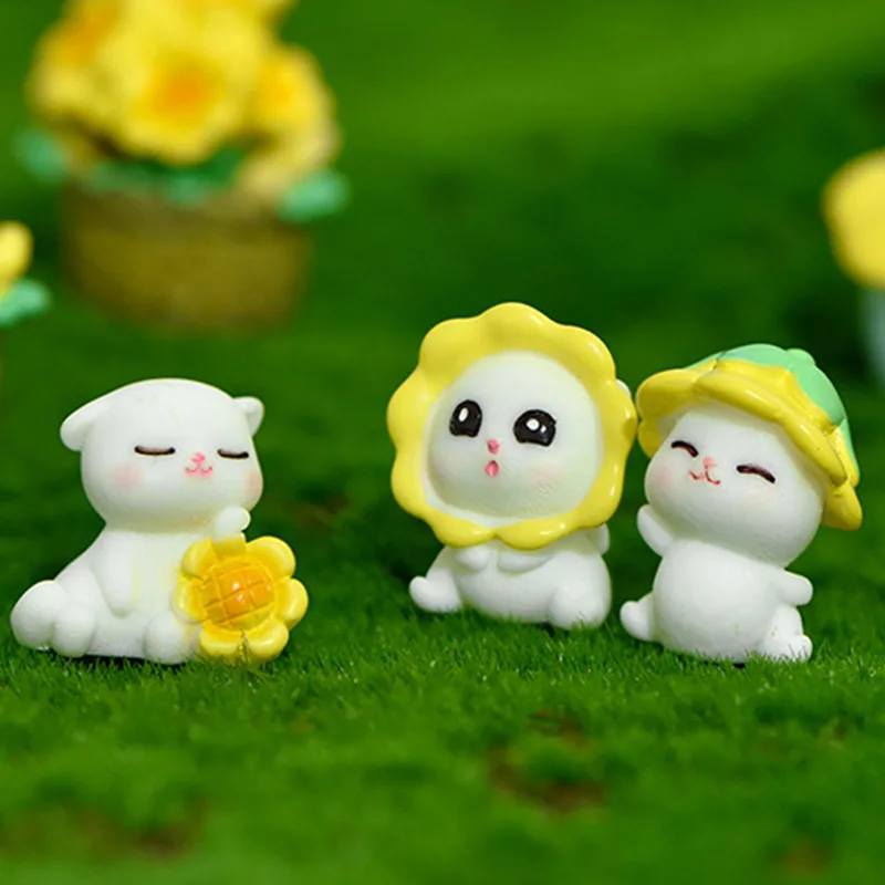 

Mini Resin Sunflower Dolls Ornaments Kitten Simulation Dollhouse Model Landscaping Decorations Crafts Miniature Garden Decor