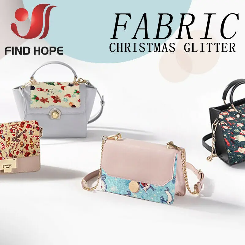 Shiny Fine Glitter Christmas Faux Leather Sewing Fabric Xmas Festival Gift Wrap Decor DIY For Bows Earring Making