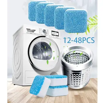 

48/12PCS Washing Machine Cleaner Washer Tank Clean Detergent Effervescent Tablet Durable Deep Cleaning Concentrated Cleaner