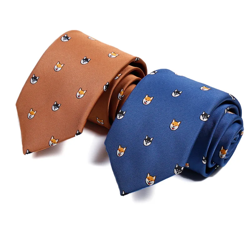 Шиба ину собака печатных мультфильм галстук-бабочка напечатаны ручной работы Творческий мужской галстук для взрослого мужчины подарок