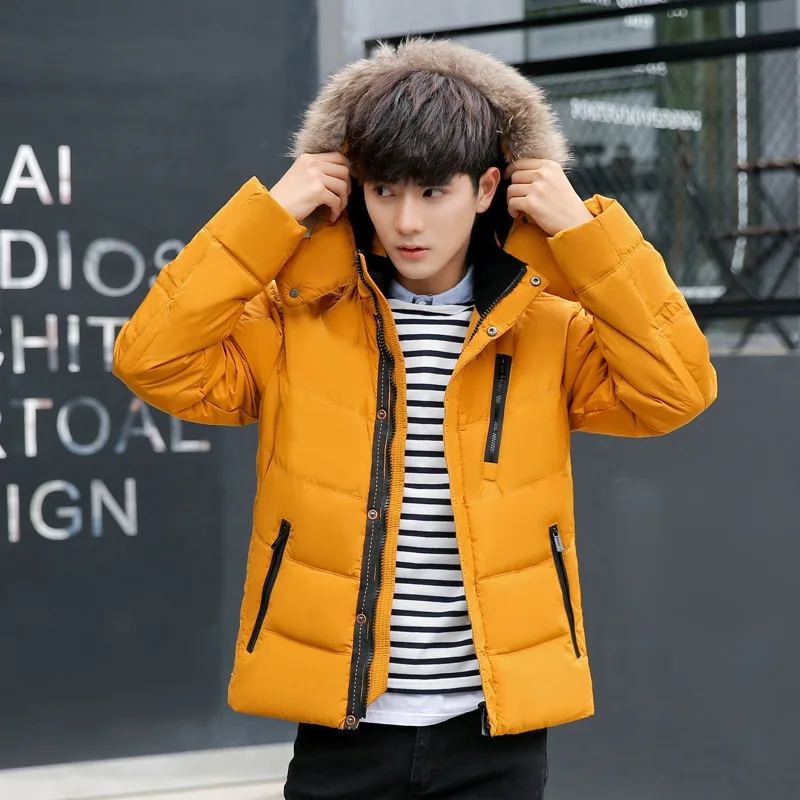 Zhan di ji pu Ji Nursery Winter Thick Short down Jacket Men Fur Collar Slim Fit Large Size down Jacket Coat