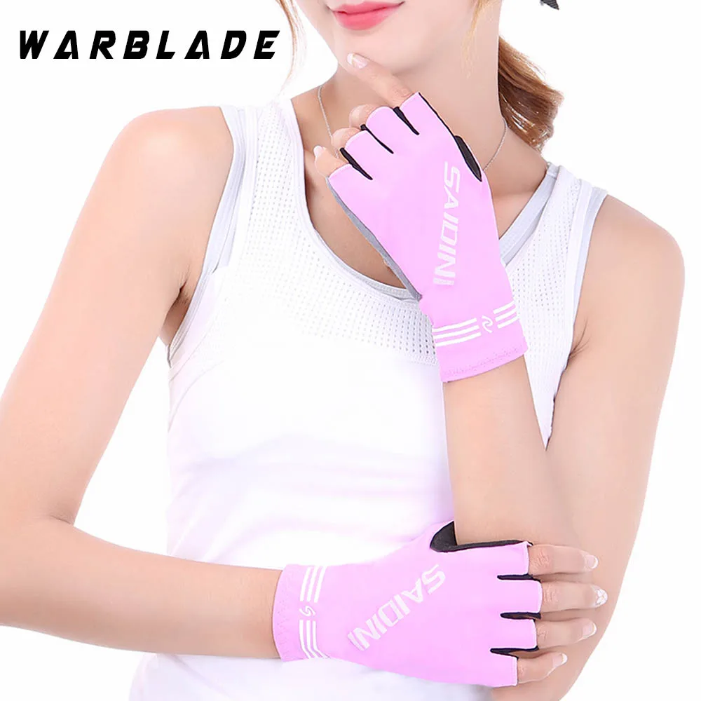 pink WarBLade мужчины и женщины Спорт тренажерный зал перчатки фитнес тренировка Бодибилдинг тренировки перчатки для занятий тяжелой атлетикой половина пальца Luva - Цвет: pink