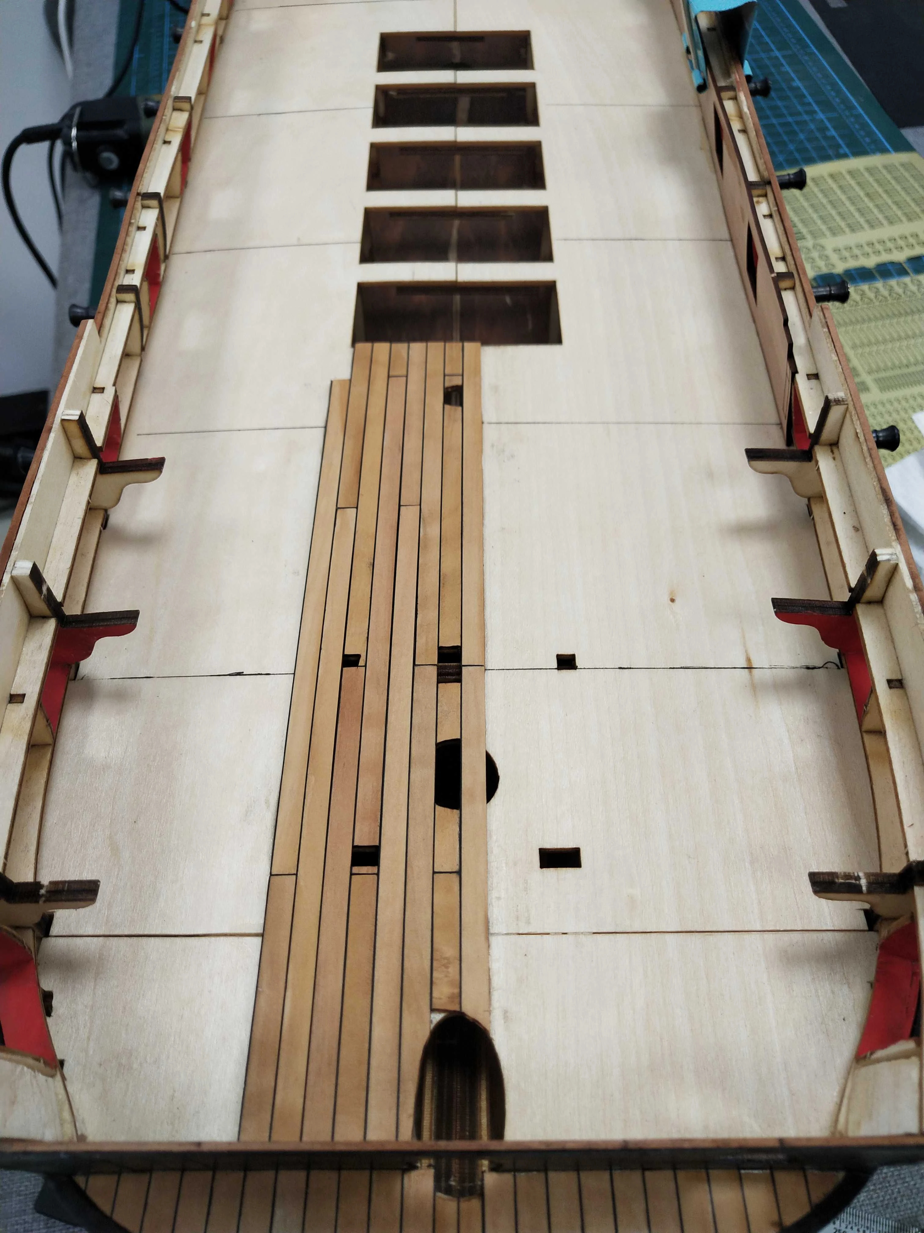 Deck planking gap filled pvc strip material wooden model ship fittings