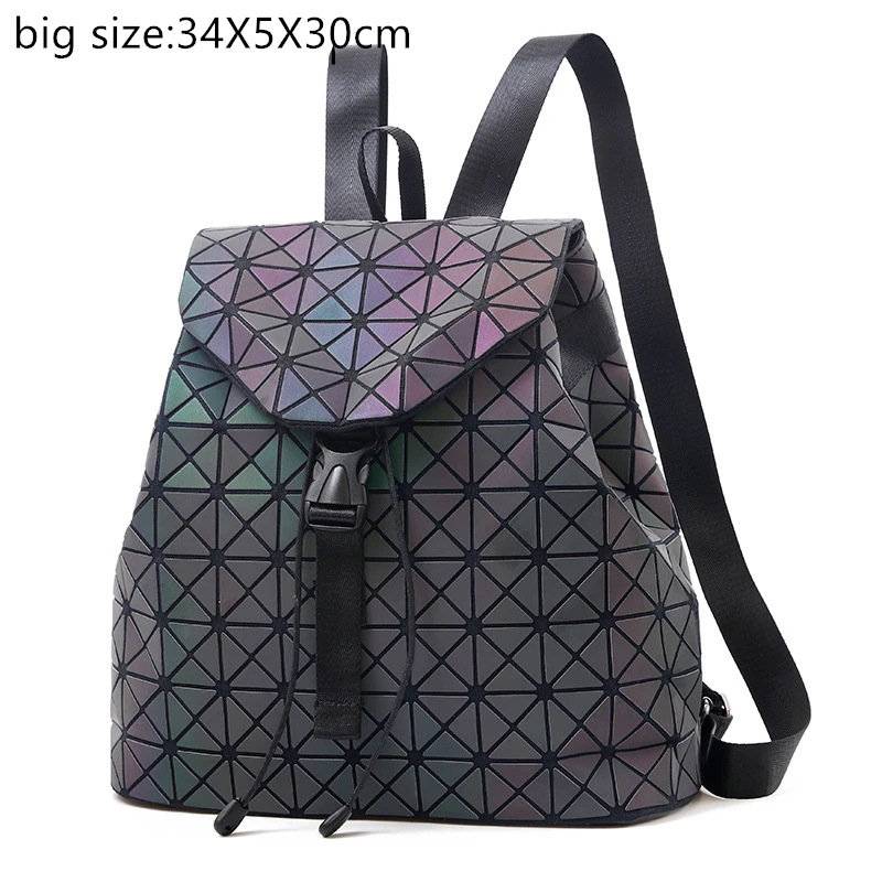 backpack Женский рюкзак со светящимися геометрическими клетчатыми пайетками, женские рюкзаки для девочек-подростков, сумка на шнурке, голографический рюкзак - Цвет: backpack