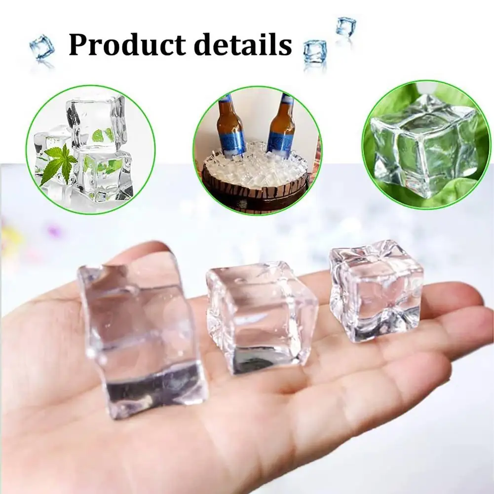 Acrylic Ice Cubes Artificial Fake Plastic Crystal Display & Photography Props 