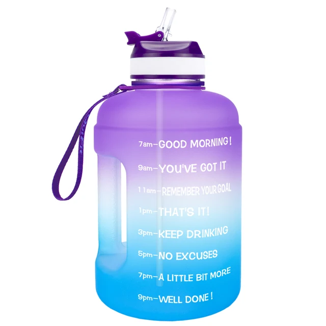 BuildLife Gallon Motivational Water Bottle with Time Marked to Drink More Daily and Nozzle,BPA Free Reusable Gym Sports Outdoor, Black