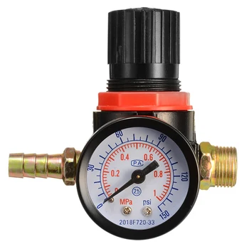

1/4" Gun Pressure Regulator Adjustment Meter Regulator Valve Pressure Gauge Mini Dial Gauge For Measuring Instrument