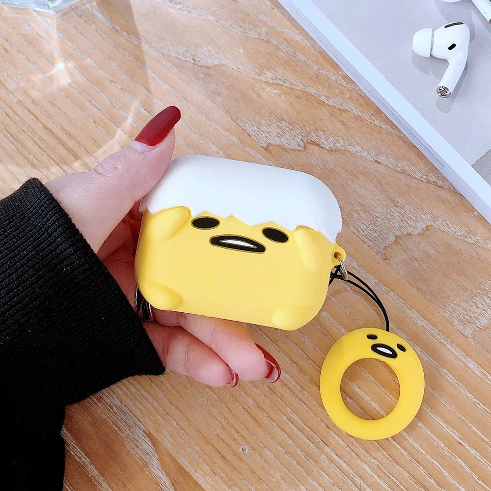Беспроводной чехол для наушников для Airpods 3 мягкий силиконовый милый мультфильм грустное яйцо Гудетама чехол для Airpod Pro с кольцо-держатель для пальца