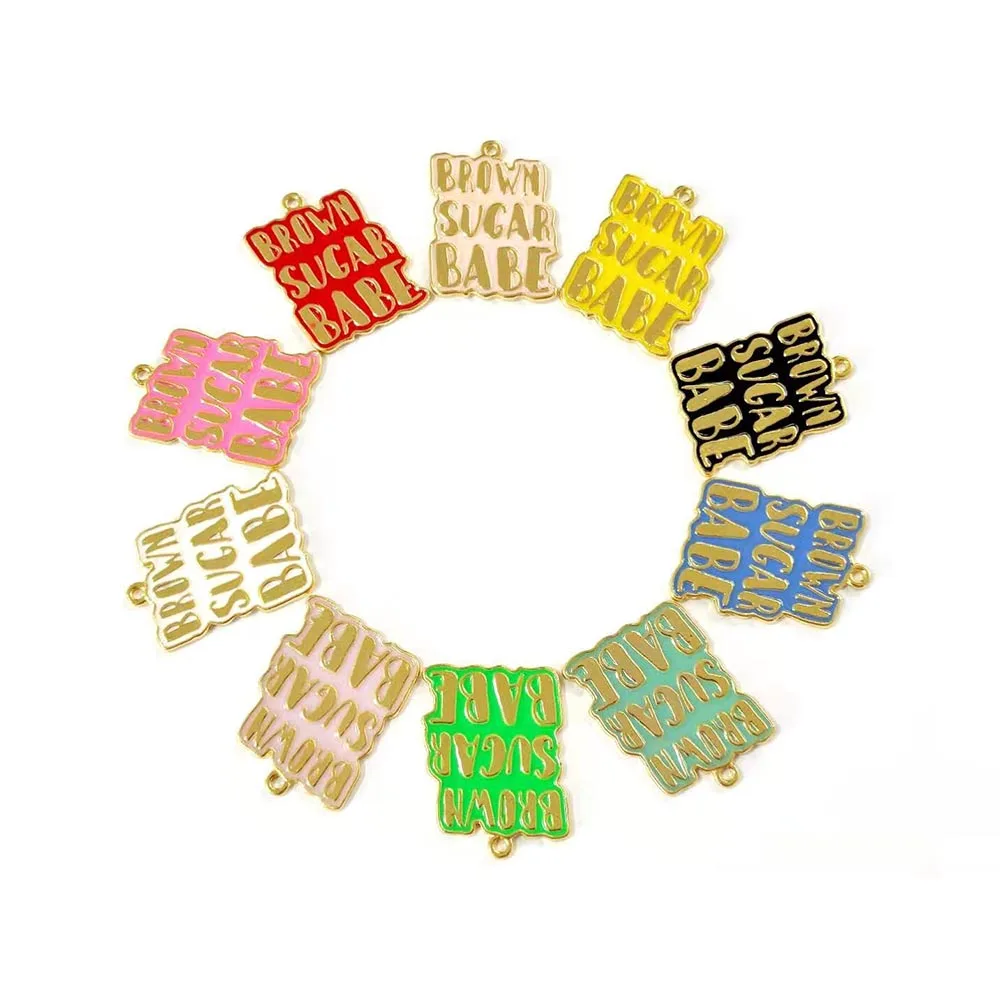 

10pcs Mixed Color Letter Brown Sugar Babe Charms for Women DIY jewelry accessories L114