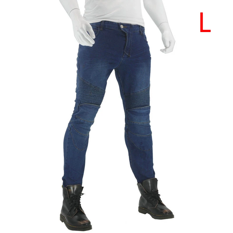 Women Pants+knee pads Comfortable Anti-Fall Motorcycle Denim Trousers Combat Skinny Solid Cargo