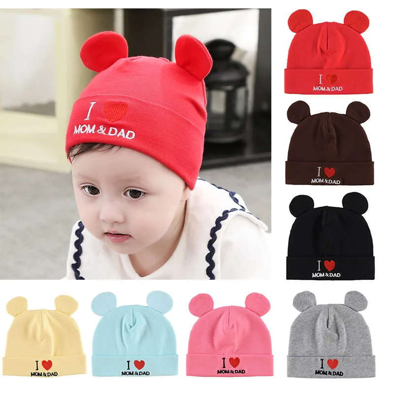 Мягкая хлопковая шапка с ушками для маленьких мальчиков новорожденных милая