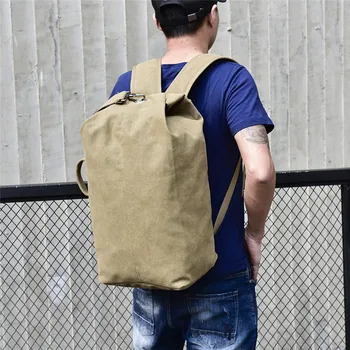 

Man Travel Bag 2020 New Large Capacity Rucksack Mountaineering Backpack Male Luggage Canvas Bucket Shoulder Bags Men Backpacks