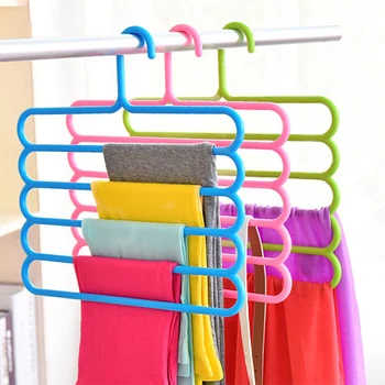 

1pcs 5-layer multi-functional racks multi-color fabric storage pants hanger anti-slip layer storage rack storage rack