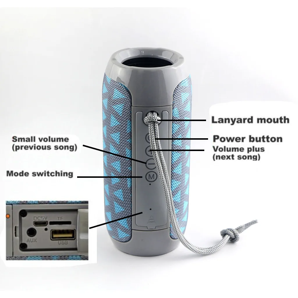 Портативный беспроводной Bluetooth динамик открытый стерео USB/TF/FM радио аудио беспроводной динамик Bluetooth для мобильного телефона 11,46# H20