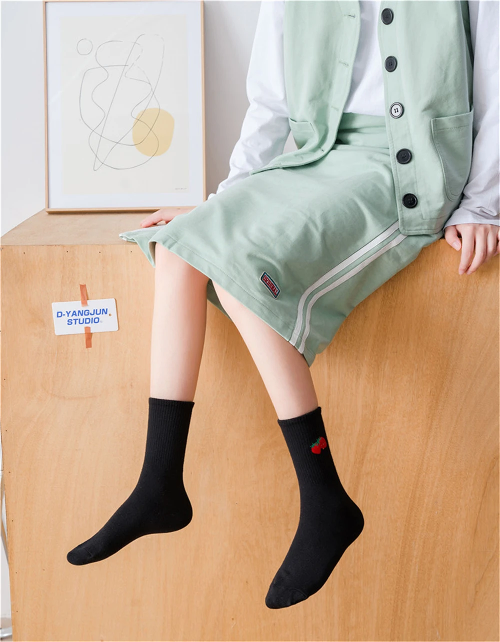 Frauen Neue Cartoon Stickerei Obst Weiche Baumwolle Socken Atmungs Mode Nette Literarischen Junge Adrette Dropship – Detail 15