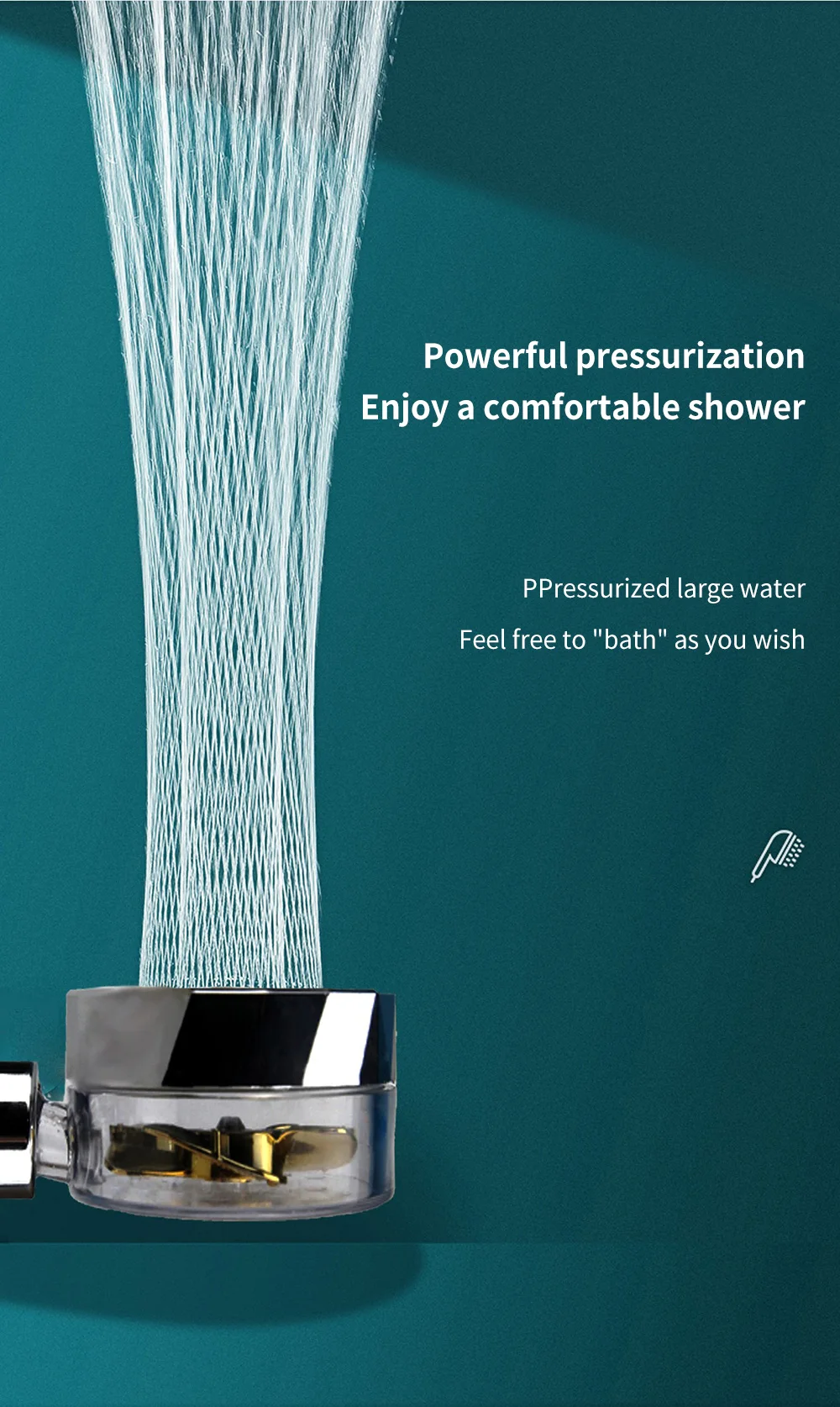 Dropshipping Turbo Propeller Rainfall Handheld Shower Head Water Saving for Bathroom Accessaries Showerhead Body Jet Shower