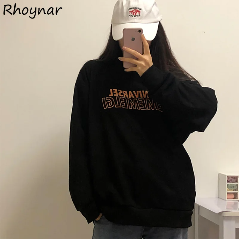 

Sweatshirts Women Letter Preppy Casual Loose O-neck Autumn Stylish BF Streetwear Couple Vintage Harajuku Popular Basic Classic