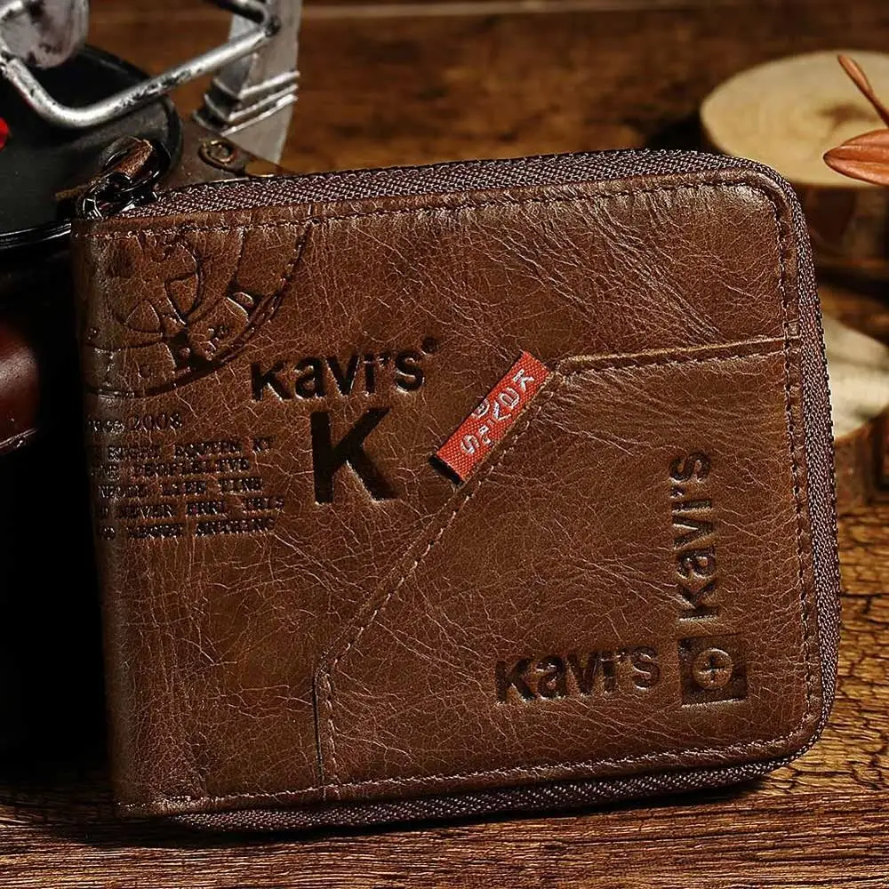 Кошелек KAVIS мужской из 100% натуральной кожи|purse male|genuine leather wallet menleather men |