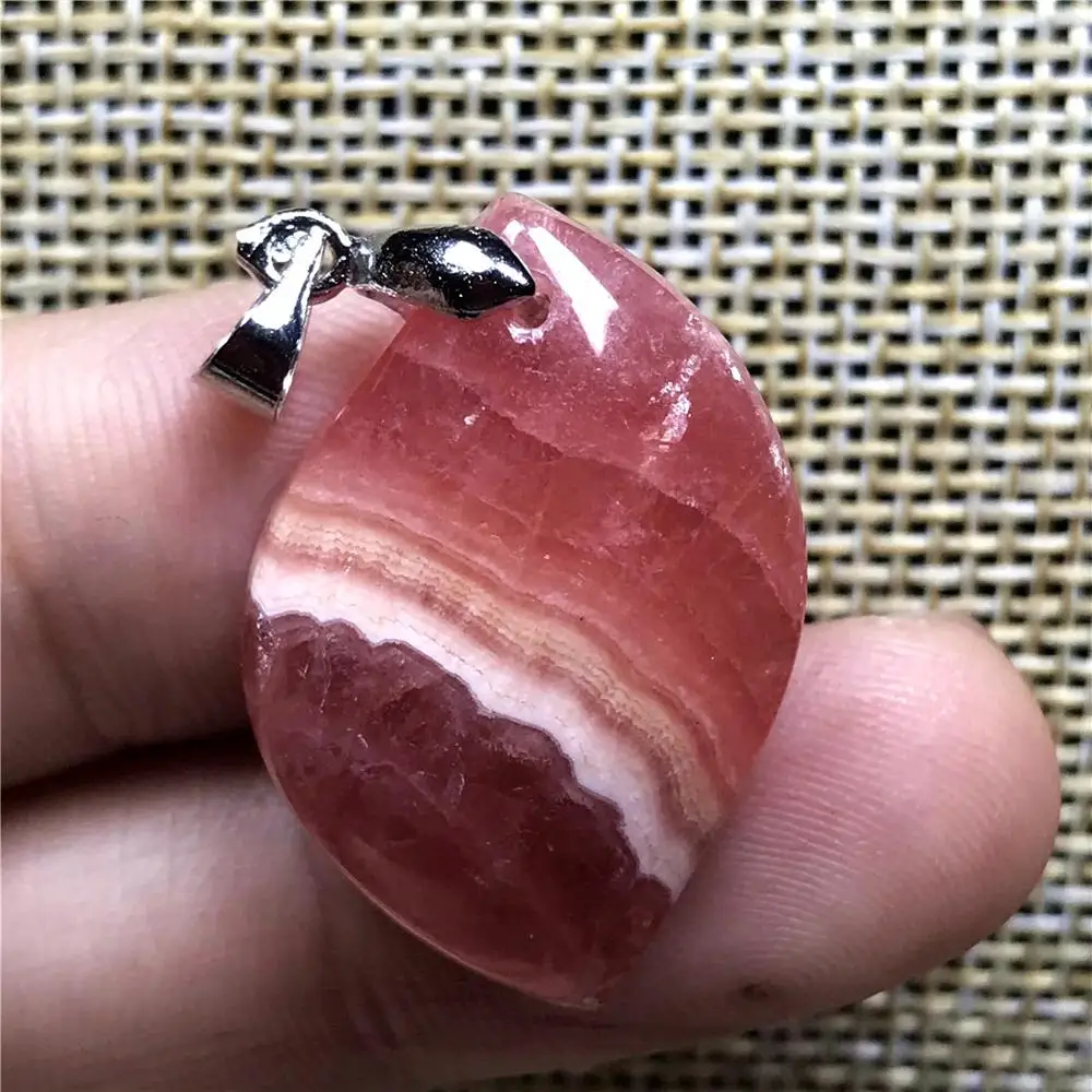 

Top Natural Red Rhodochrosite Pendant For Woman Lady Man Argentina 27x17x7mm Horse Eye Beads Silver Crystal Stone Jewelry AAAAA