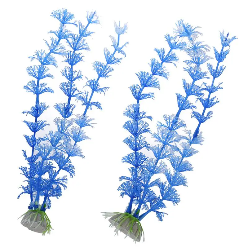 

Fish Tank Aquarium Ornament Plants, Pack of 2pcs Blue and White
