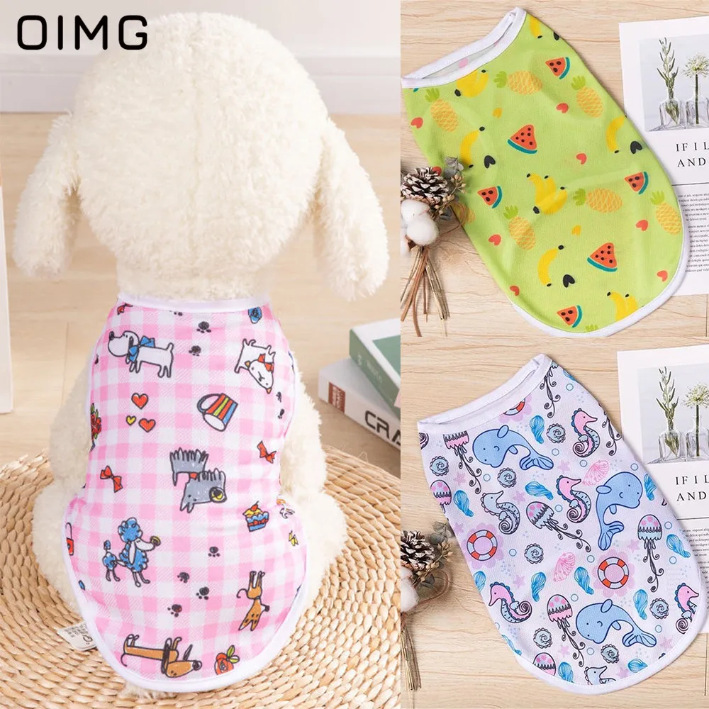 

OIMG Pet Dog Clothes Animals World Print Cartoon Dog Shirts Cat Chihuahua Teddy Summer Puppy Sleevless T-shirts For Small Dogs