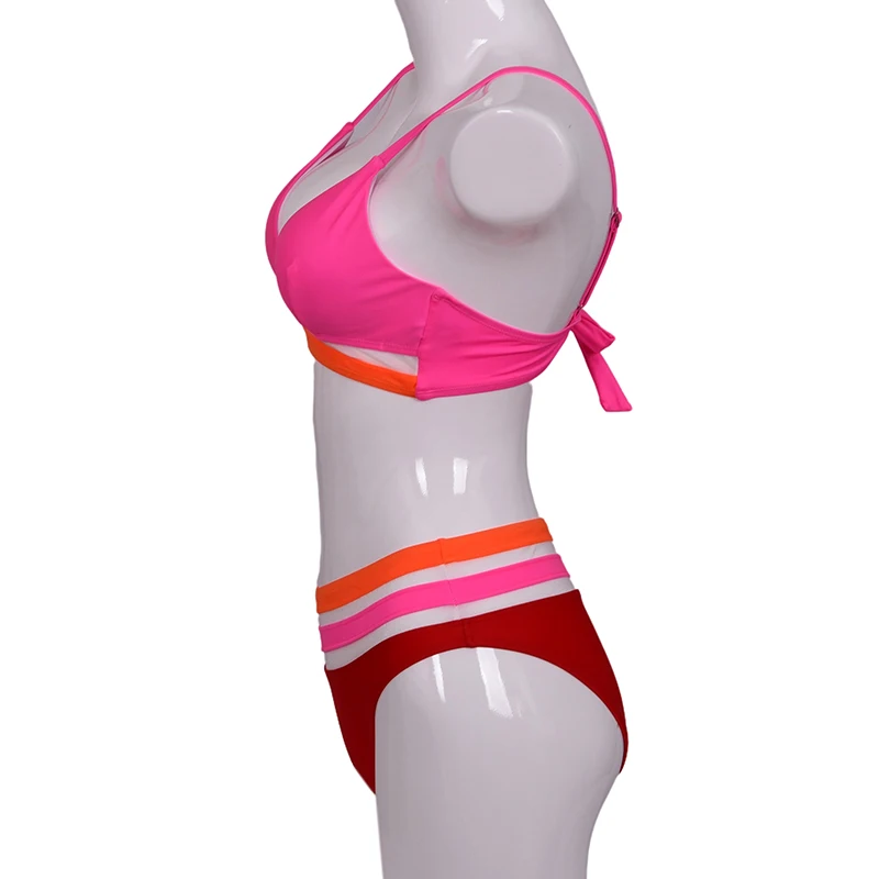 Riseado Push Up Bikini Set Mesh Swimwear Women Patchwork Swimsuits Sexy Biquini String Strap Beach Wear 2020 Summer Bikinis