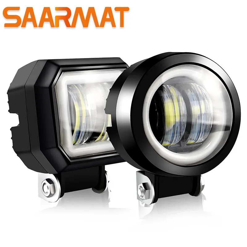 2 Luces De Niebla LED Cuadradas De 3" Con Halo Blanco Angel Eyes - 6000K, 40W, IP67 Para SUV