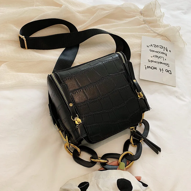 

France Non-mainstream Bag Women's 2019 New Style Western Style Stone Pattern Shoulder Bag Versatile GIRL'S Casual Textured Shoul