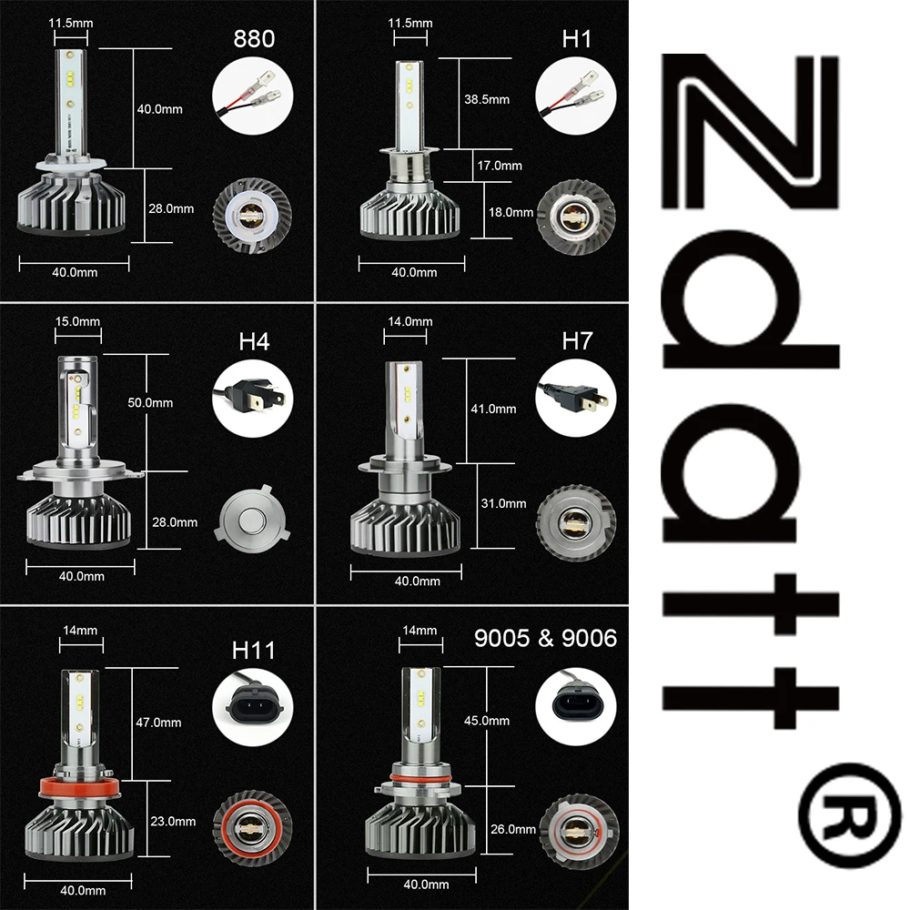 Zdatt H7 светодиодный светильник H8 H4 светодиодный H11 Ламповые ленты для H27 880 автомобильный светильник 9005 HB3 светодиодный головной светильник s 12000LM 100W 6000K 12V автомобилей лампы