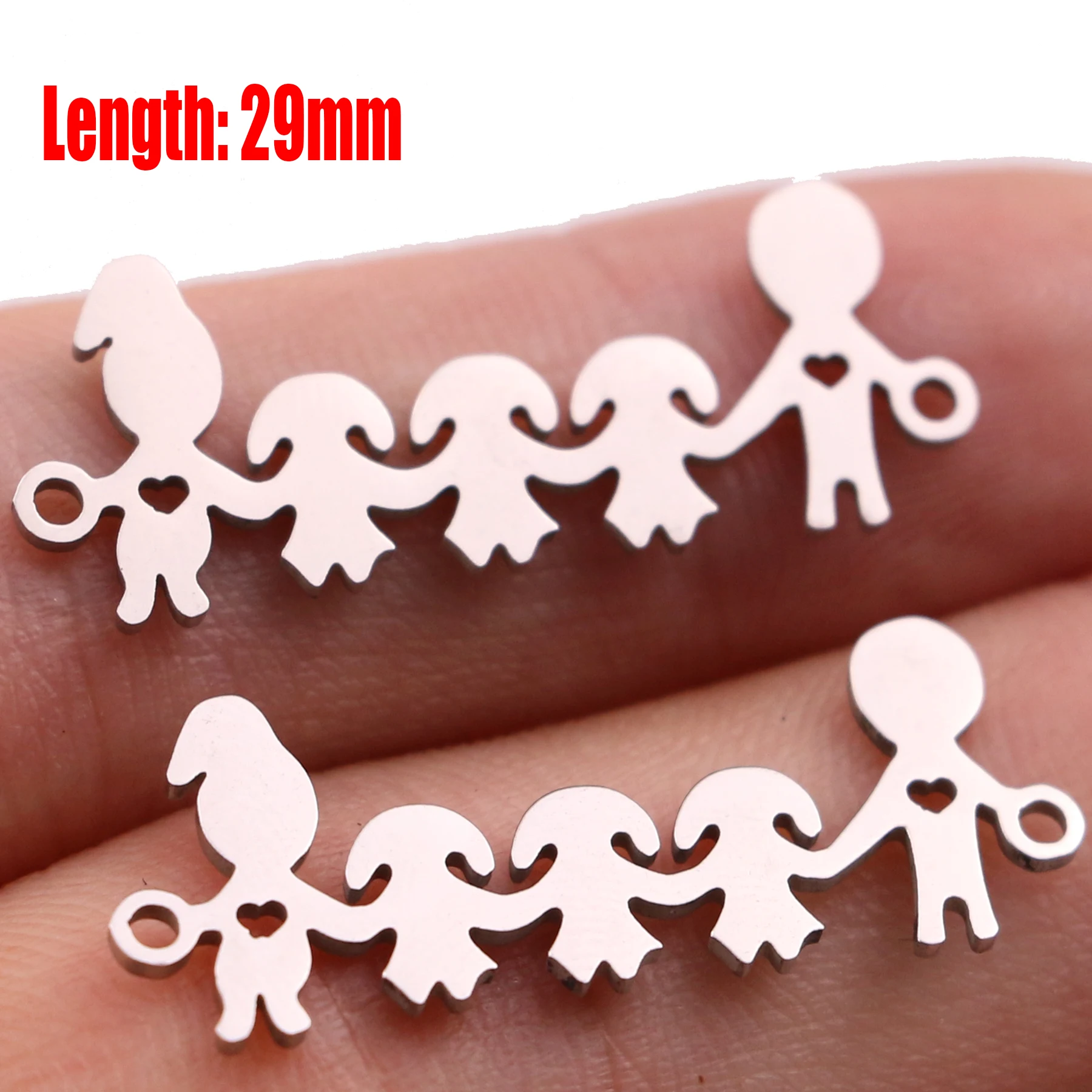 5pcs Family Chain Stainless Steel Pendant Necklace Parents and Children Necklaces Gold/steel Jewelry Gift for Mom Dad New Twice - Цвет: Steel 40