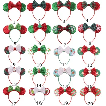 

1pcs Christmas Headband For Kids Adults Christmas Party Santa Glitter Minnie Ears Hair Band Double HairBand Xmas Decoration
