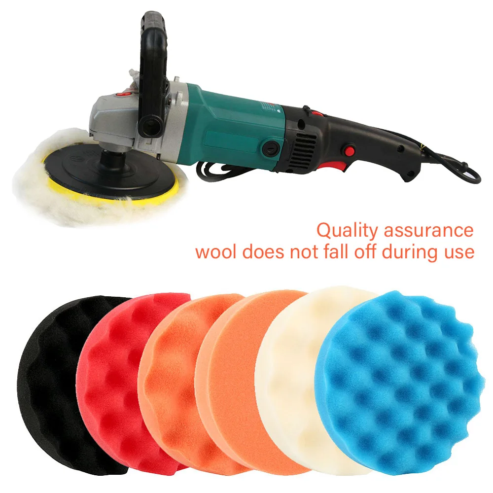 

8PCS 6" Car Sponge Polishing Pad Auto Polishing Disc Buffing Waxing Sponge Wool Wheel Beauty Cleaning Tool For Polisher Adapter