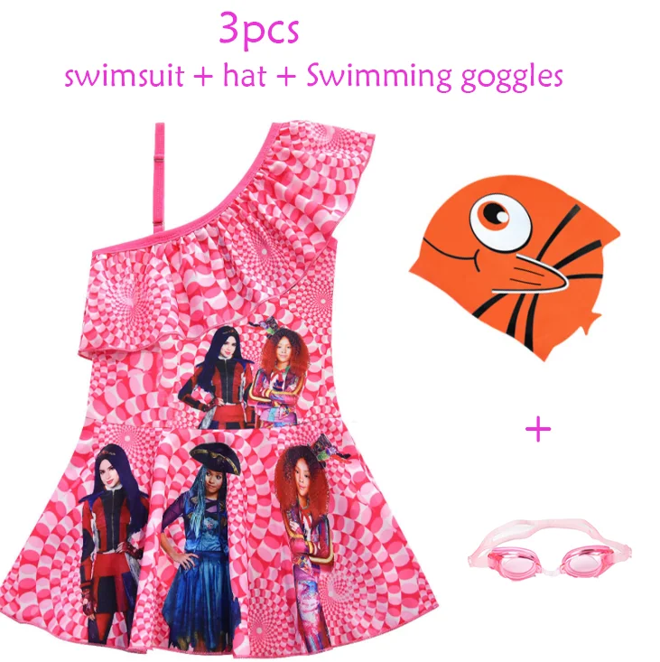 

2020 kid clothes Descendants 3 Swimsuit onepiece vest Child Girls Mal Descendants 3 evie Cosplay Purple Dress boutique clothing